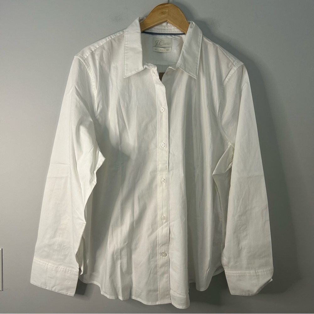 NWT J.Crew Slim-Fit Stretch Cotton White Poplin Shirt - Picture 2 of 7